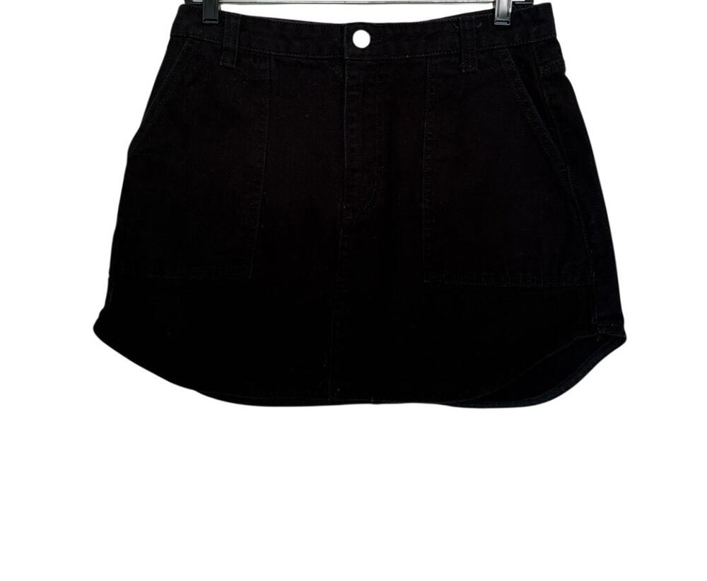 Zara Denim Curved Hem Mini Skirt - Black - Size Large